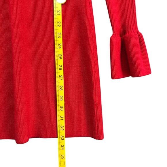 For Love & Lemons Knitz Red Long Puff Sleeve Bell Cuffs Sweater Dress Small - Picture 11 of 11
